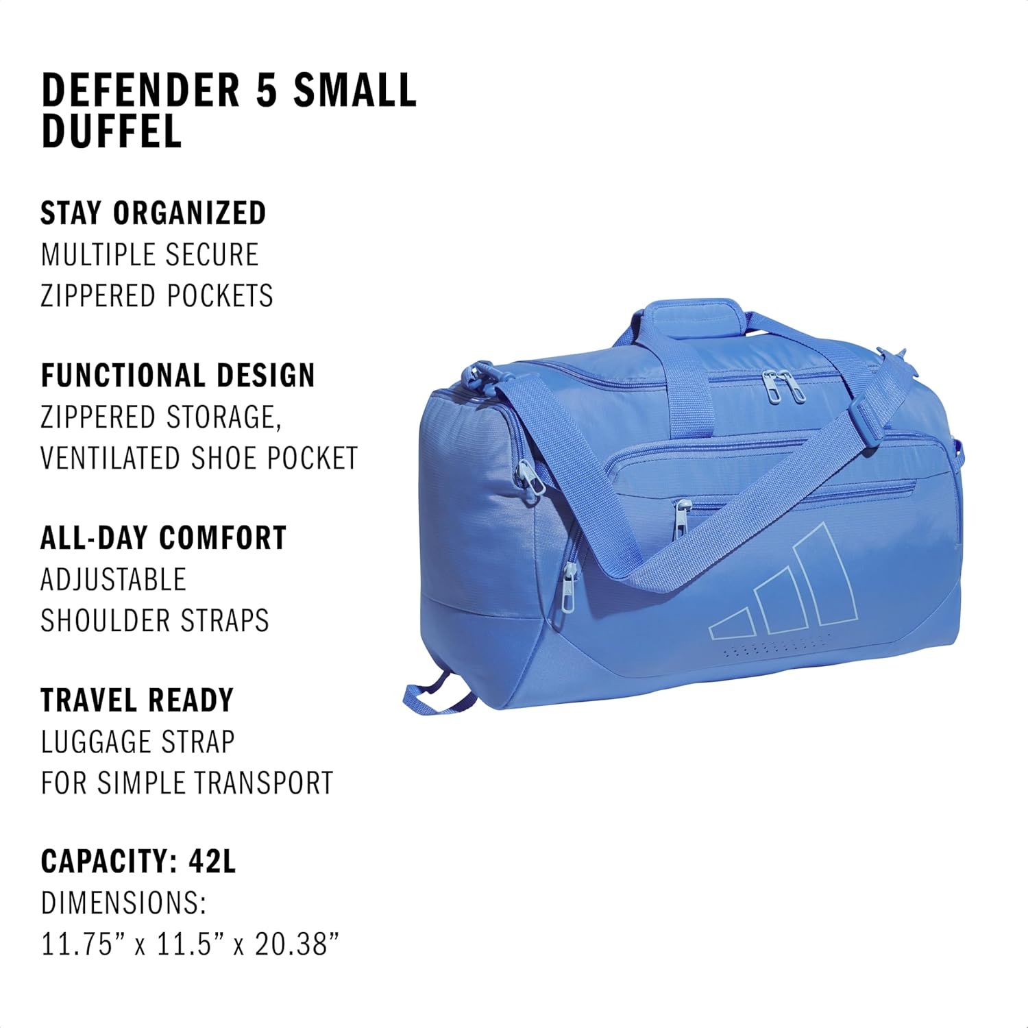 image:imageadidas Defender 5 Duffel Bag Premium Duffle for Sports Gym amp TravelBlue FusionGlow Blue