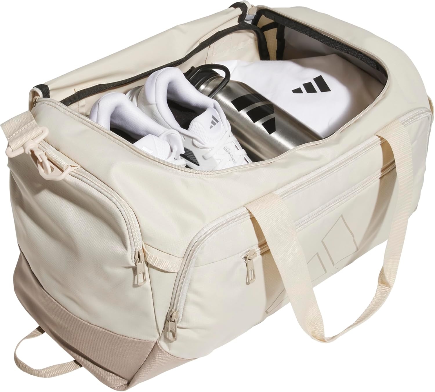 image:imageadidas Defender 5 Duffel Bag Premium Duffle for Sports Gym amp TravelCrystal Linen BeigeTrace Khaki