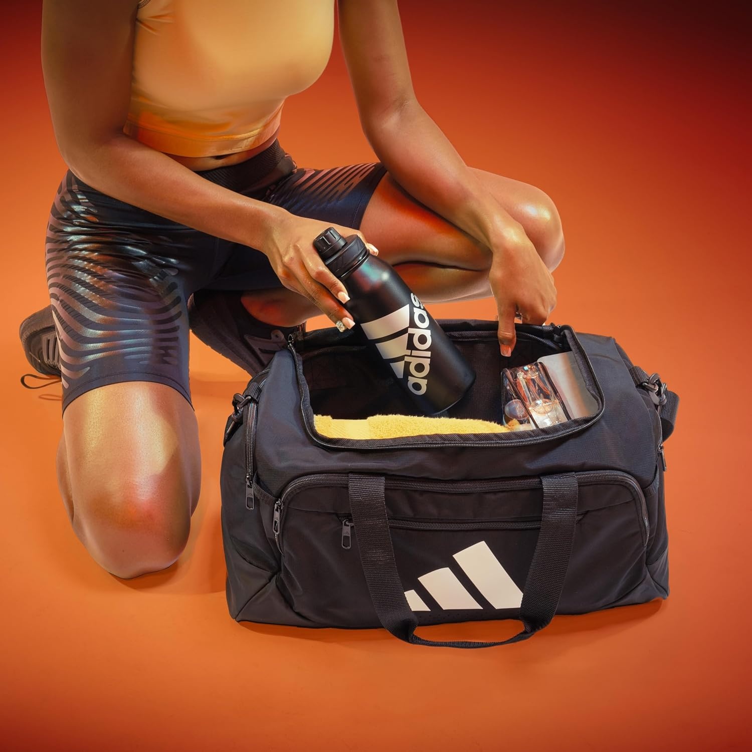 image:imageadidas Defender 5 Duffel Bag Premium Duffle for Sports Gym amp TravelCrystal Linen BeigeTrace Khaki