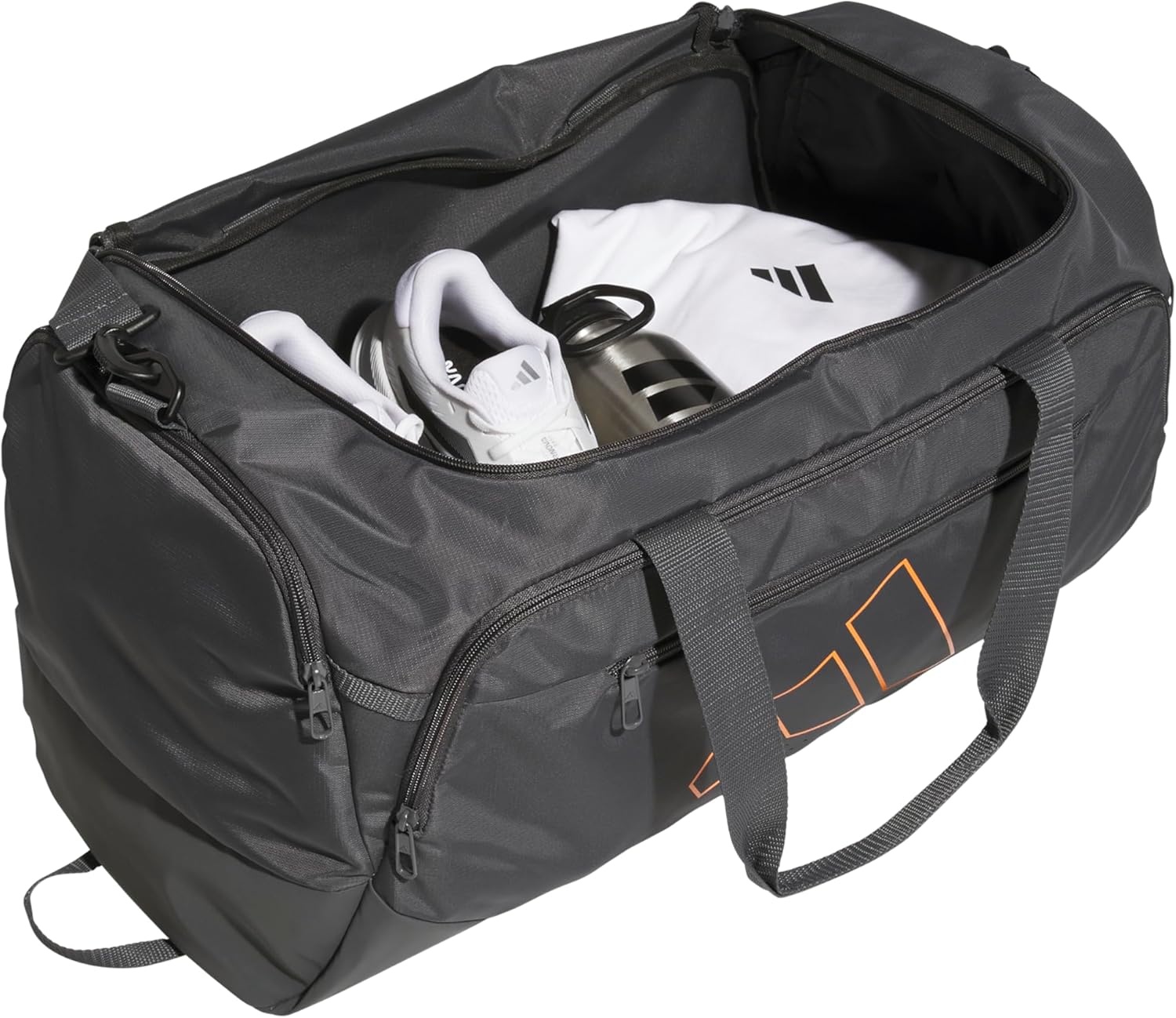 image:imageadidas Defender 5 Duffel Bag Premium Duffle for Sports Gym amp TravelGrey SixPure Orange