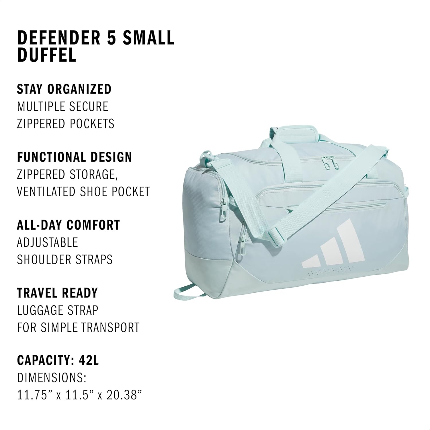 image:imageadidas Defender 5 Duffel Bag Premium Duffle for Sports Gym amp TravelHalo Mint GreenWhite
