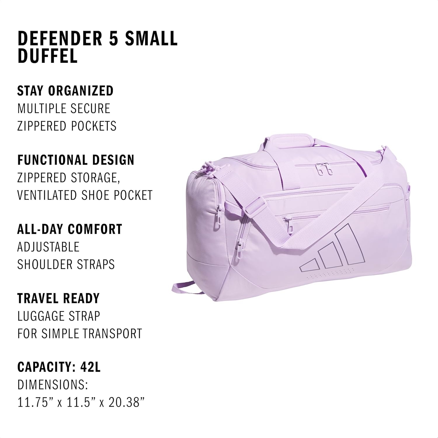 image:imageadidas Defender 5 Duffel Bag Premium Duffle for Sports Gym amp TravelPowder Plum PurpleAurora Plum Purple