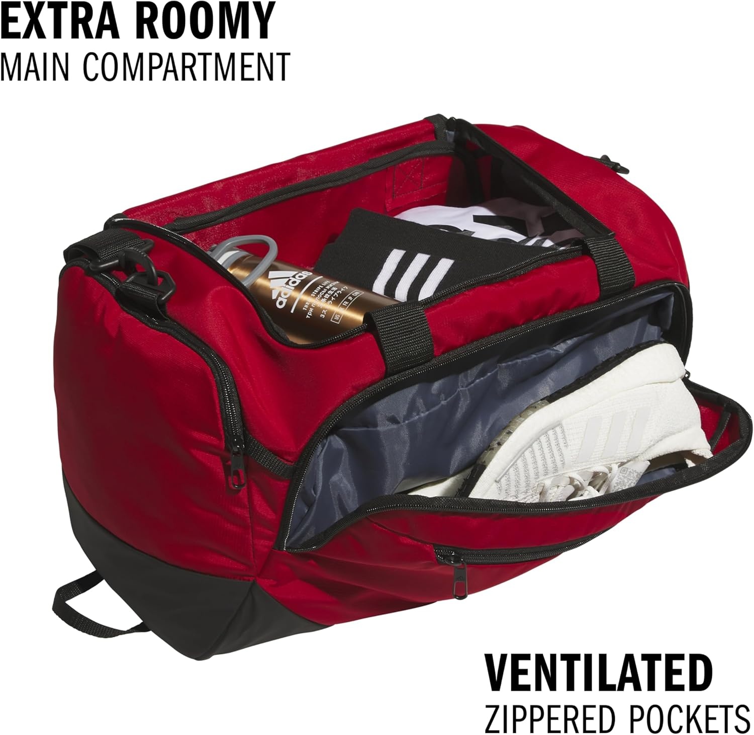 image:imageadidas Defender 5 Duffel Bag Premium Duffle for Sports Gym amp TravelTeam Power Red 2White