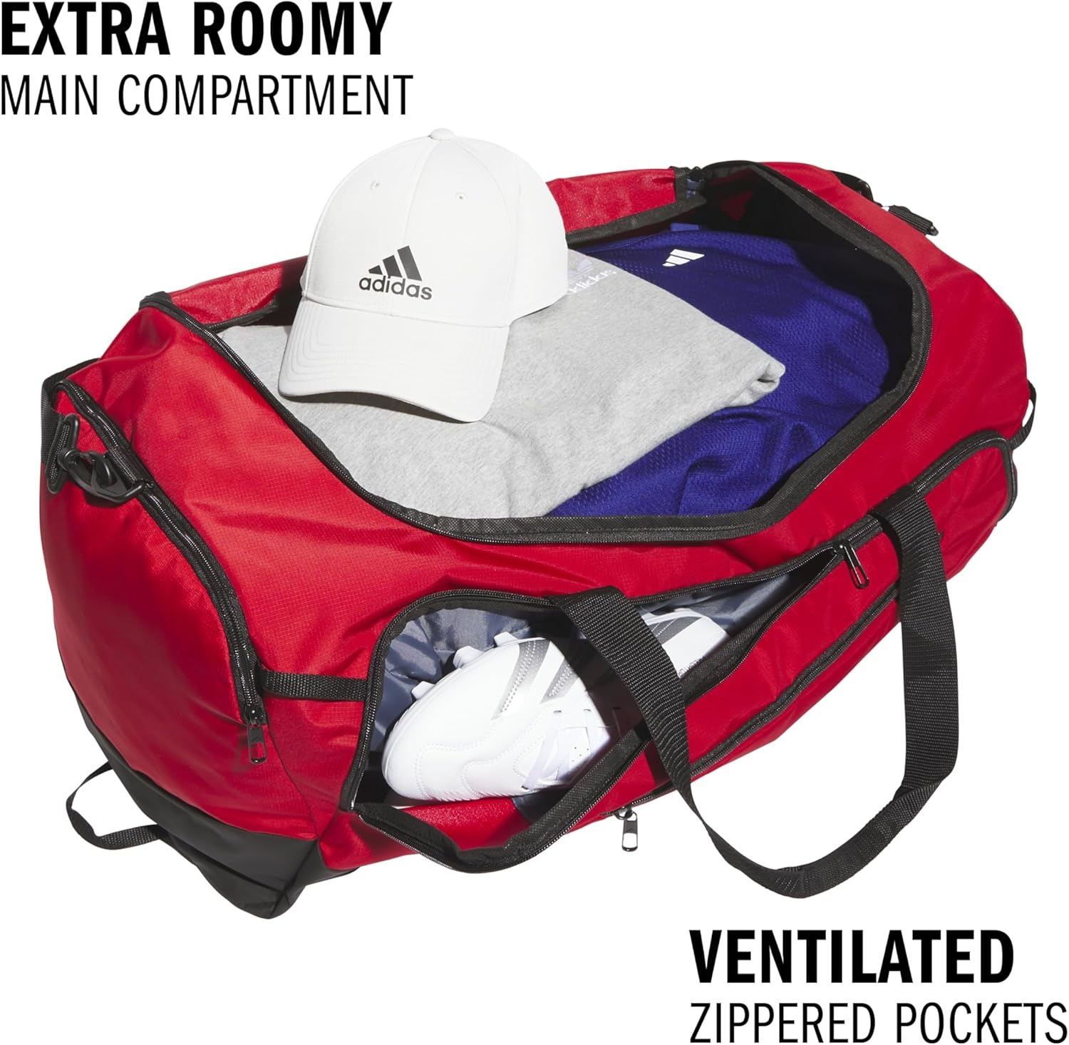 image:imageadidas Defender 5 Duffel Bag Premium Duffle for Sports Gym amp TravelTeam Power Red 2White