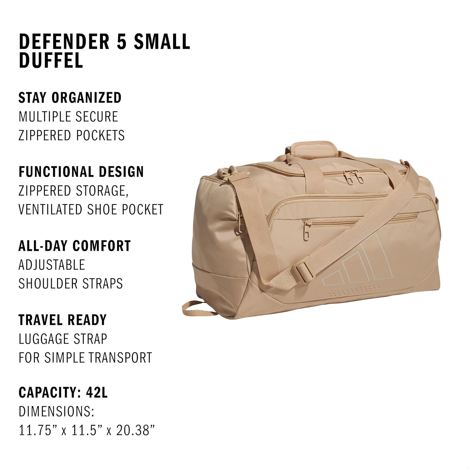 image:imageadidas Defender 5 Duffel Bag Premium Duffle for Sports Gym amp TravelWarm Sandstone BeigeWonder Alumina Grey
