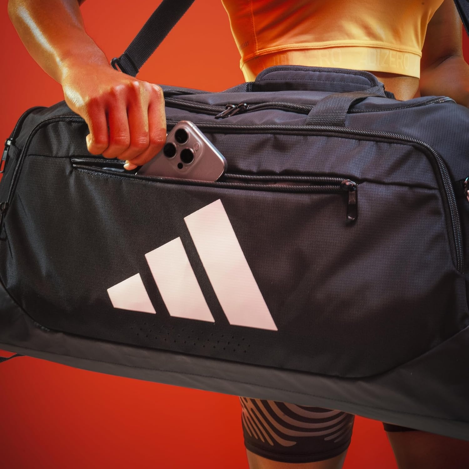 image:imageadidas Defender 5 Duffel Bag Premium Duffle for Sports Gym amp TravelWhiteNight IndigoPure Ruby Red