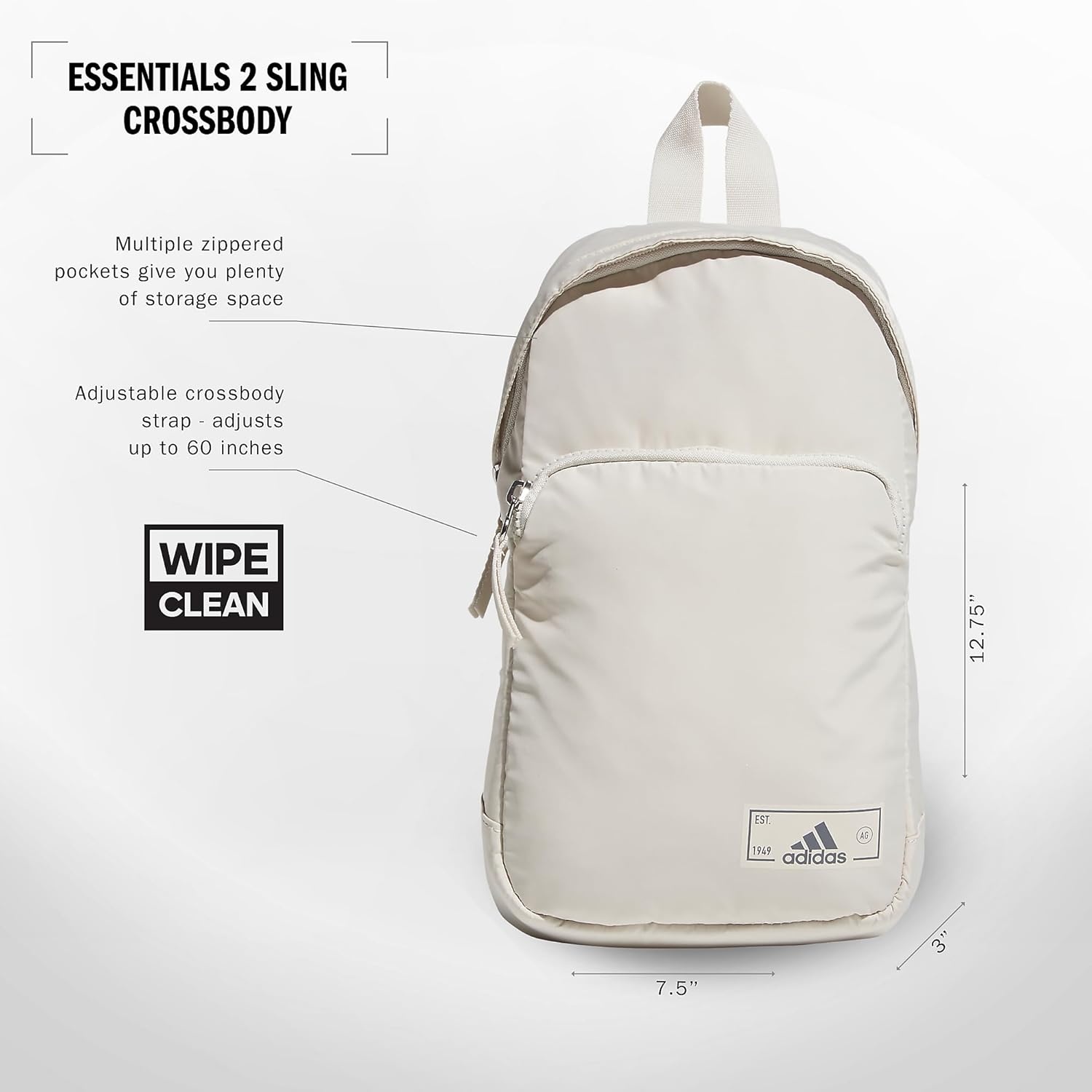 image:imageadidas Essentials 3 Sling Crossbody Bag 5L Wonder Alumina Grey One SizeAlumina BeigeGrey Four20