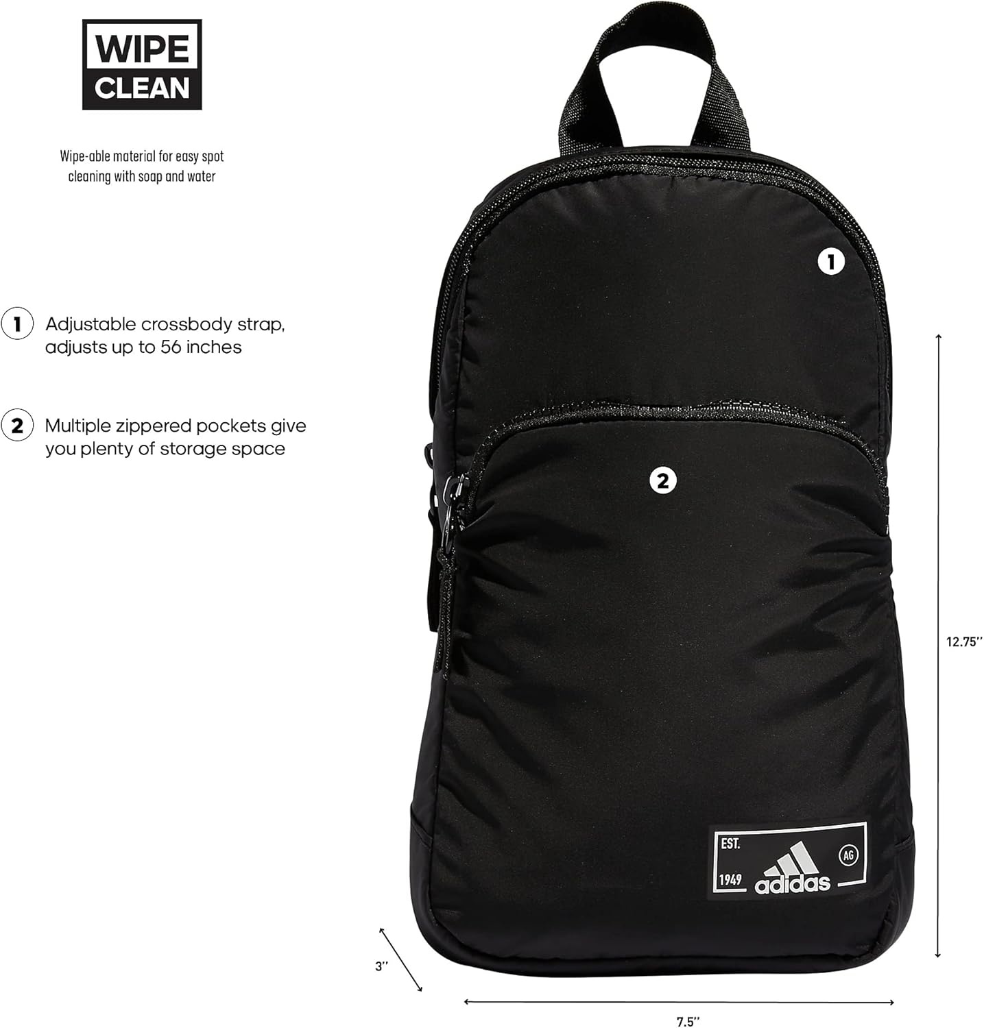 image:imageadidas Essentials 3 Sling Crossbody Bag 5L Wonder Alumina Grey One SizeBlack20