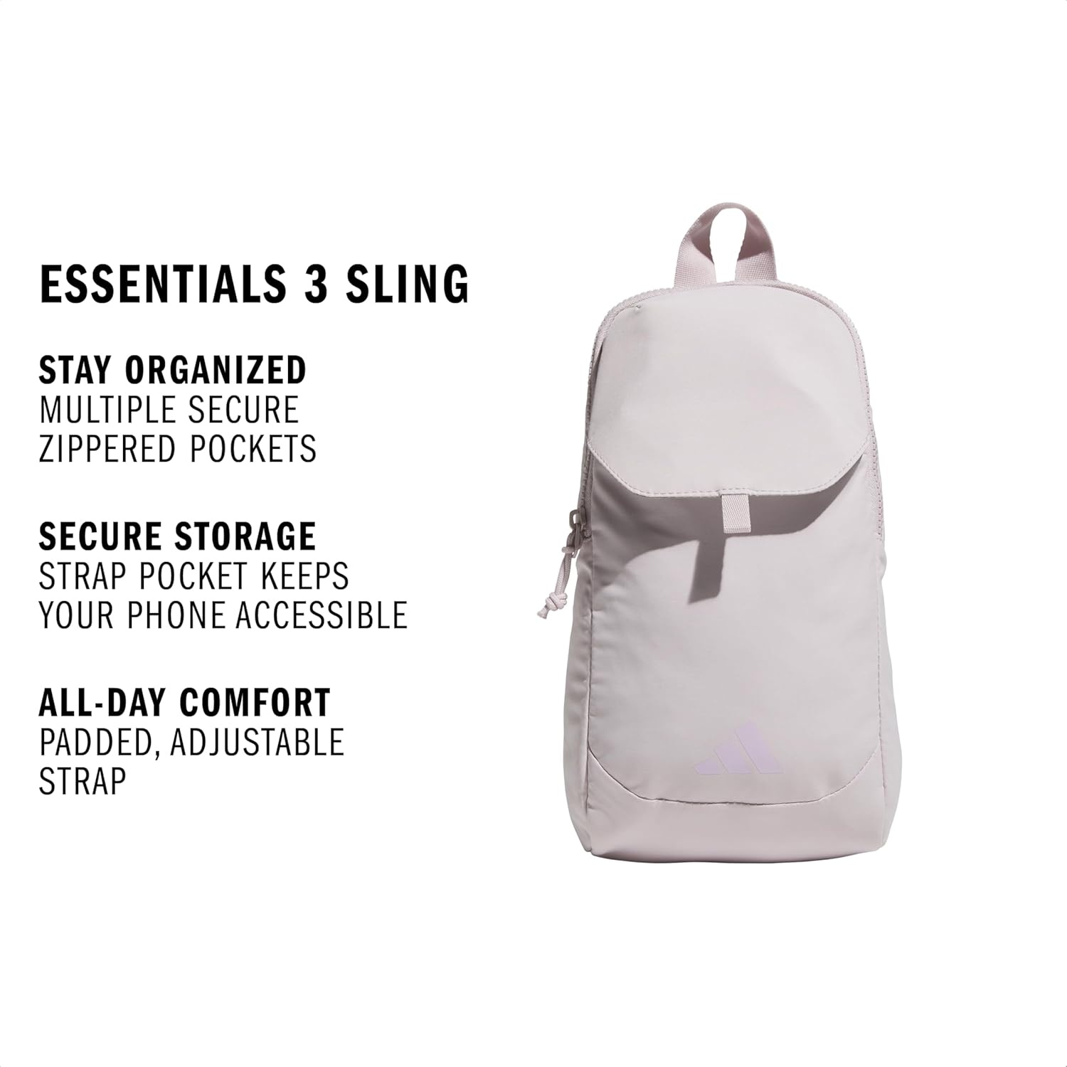 image:imageadidas Essentials 3 Sling Crossbody Bag 5L Wonder Alumina Grey One SizeIce PurpleIce Lavender