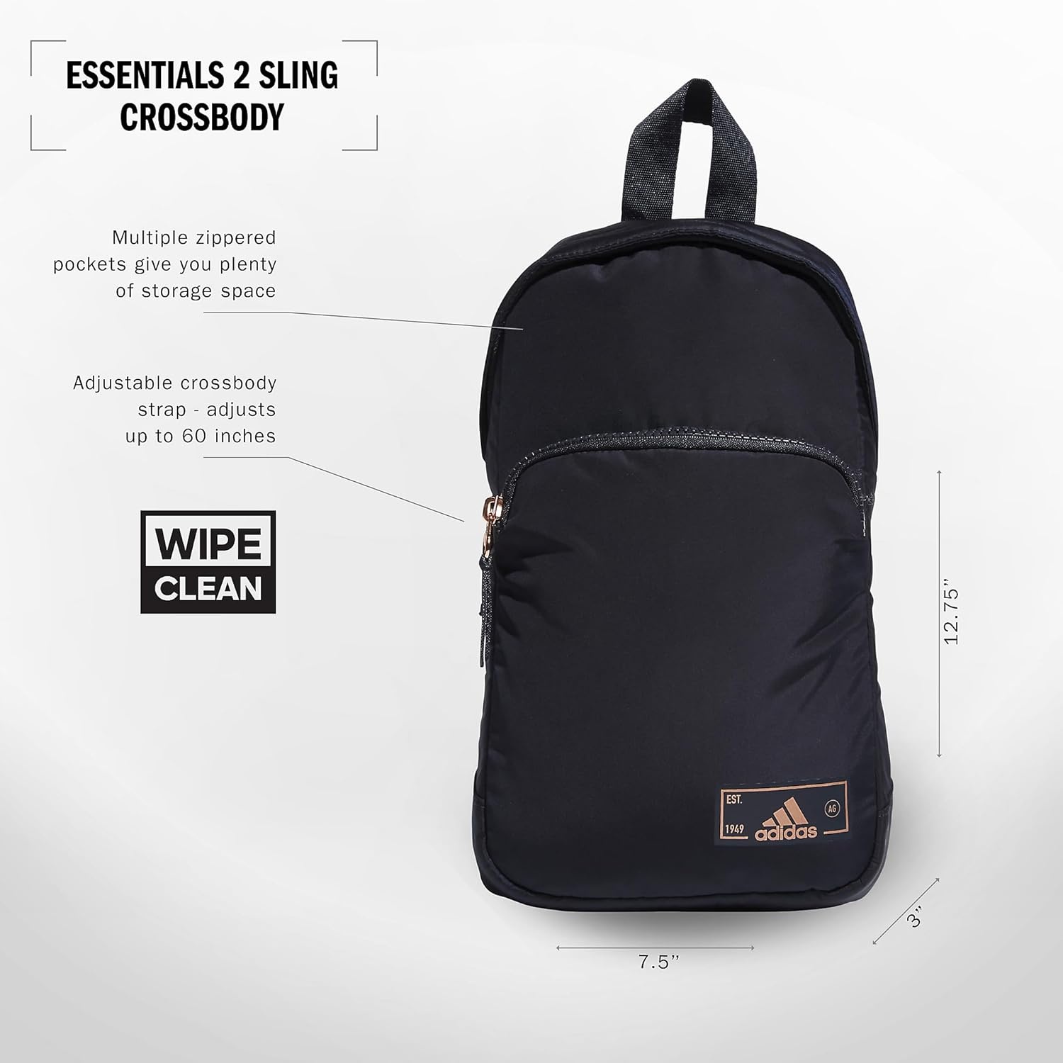 image:imageadidas Essentials 3 Sling Crossbody Bag 5L Wonder Alumina Grey One SizeLegend Ink BlueRose Gold20