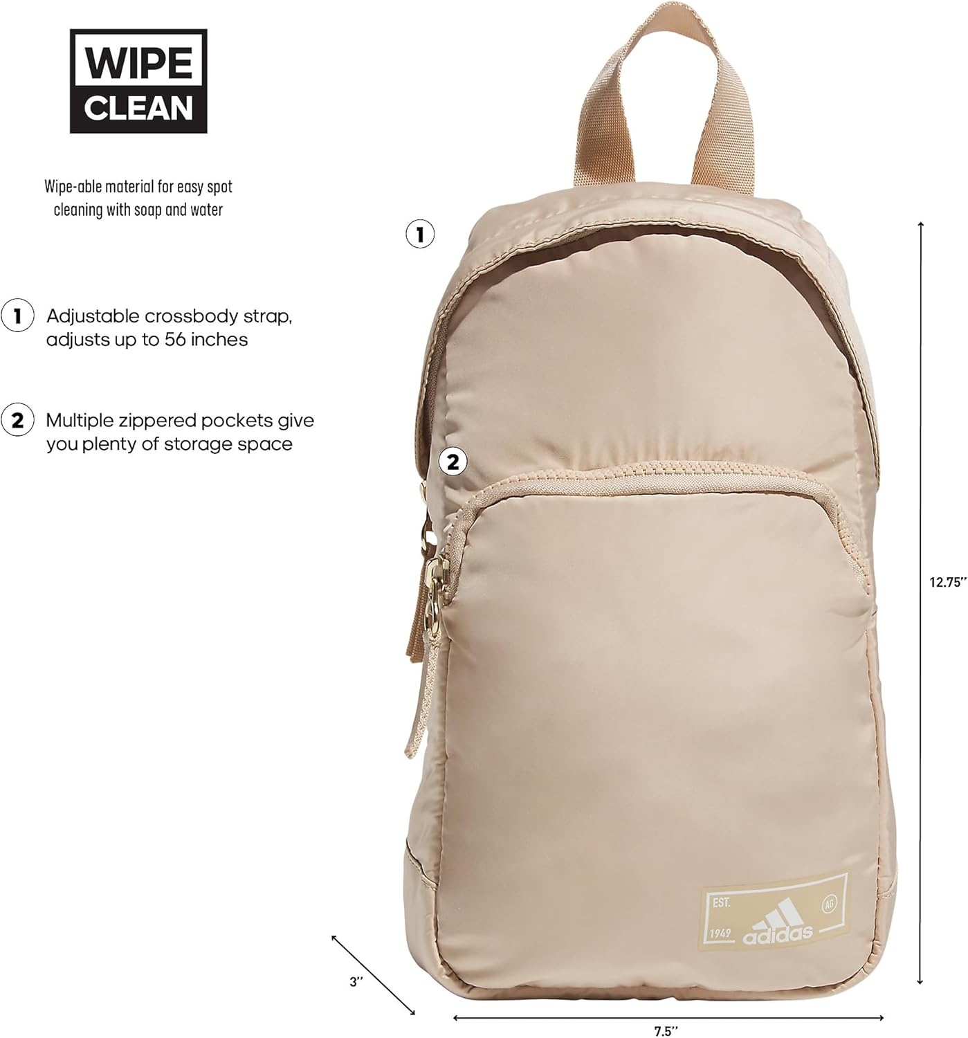 image:imageadidas Essentials 3 Sling Crossbody Bag 5L Wonder Alumina Grey One SizeMagic BeigeOff WhiteGilver20