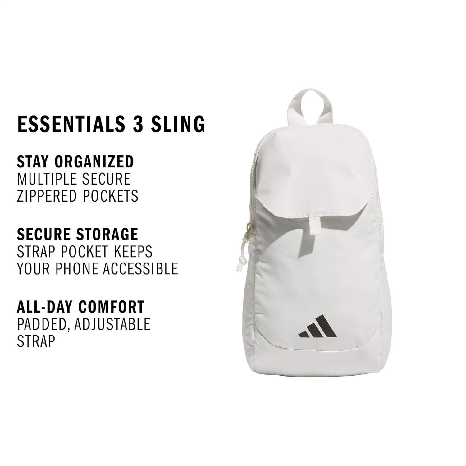 image:imageadidas Essentials 3 Sling Crossbody Bag 5L Wonder Alumina Grey One SizeOff WhiteBlack