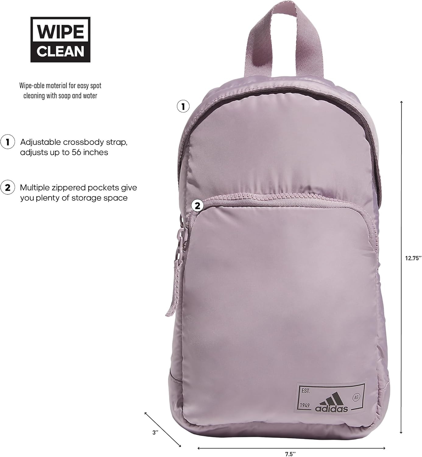 image:imageadidas Essentials 3 Sling Crossbody Bag 5L Wonder Alumina Grey One SizePreloved Fig PurpleBlack20