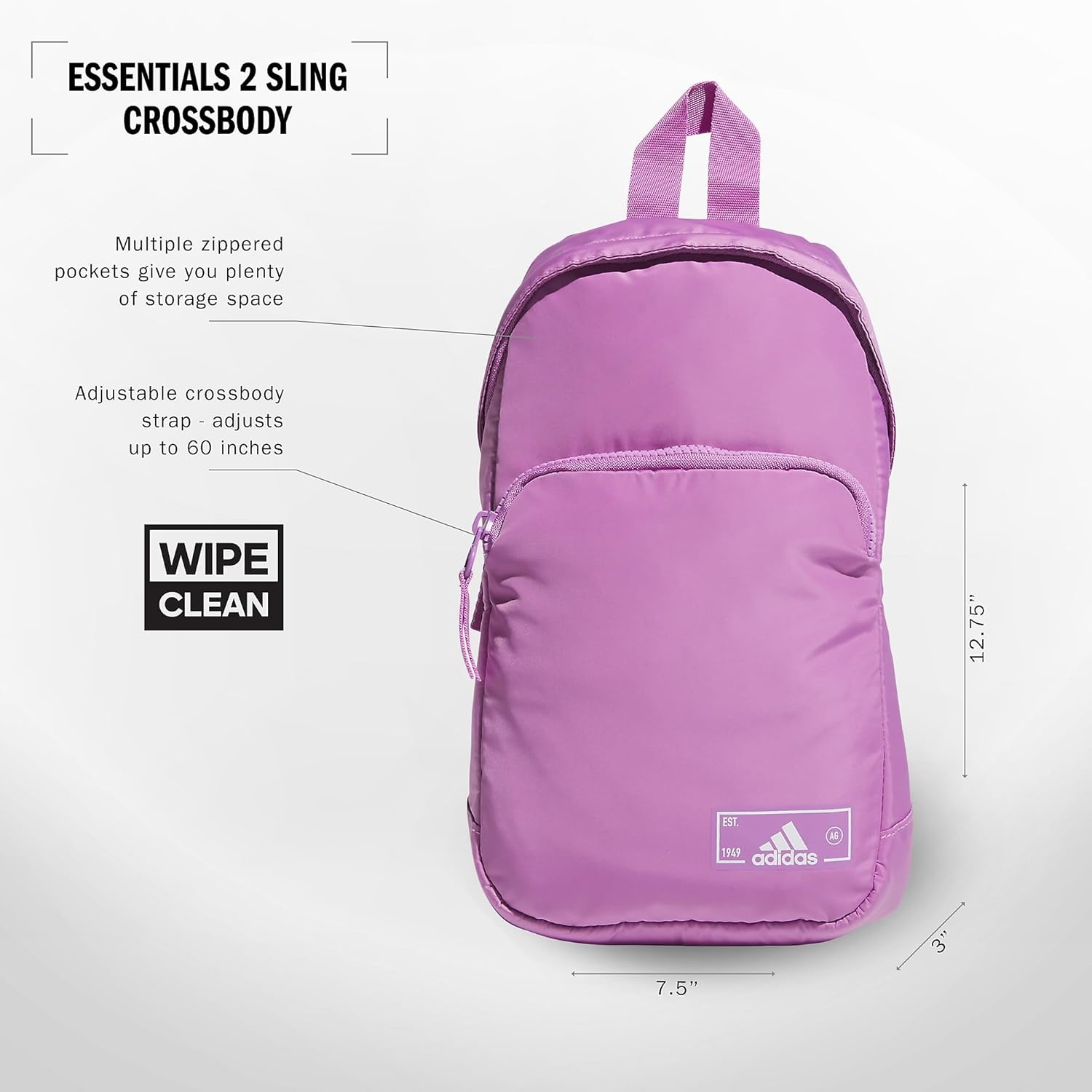 image:imageadidas Essentials 3 Sling Crossbody Bag 5L Wonder Alumina Grey One SizePreloved Purple20