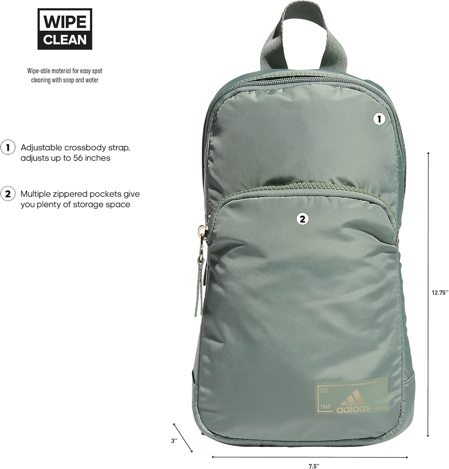 image:imageadidas Essentials 3 Sling Crossbody Bag 5L Wonder Alumina Grey One SizeSilver GreenGilver20