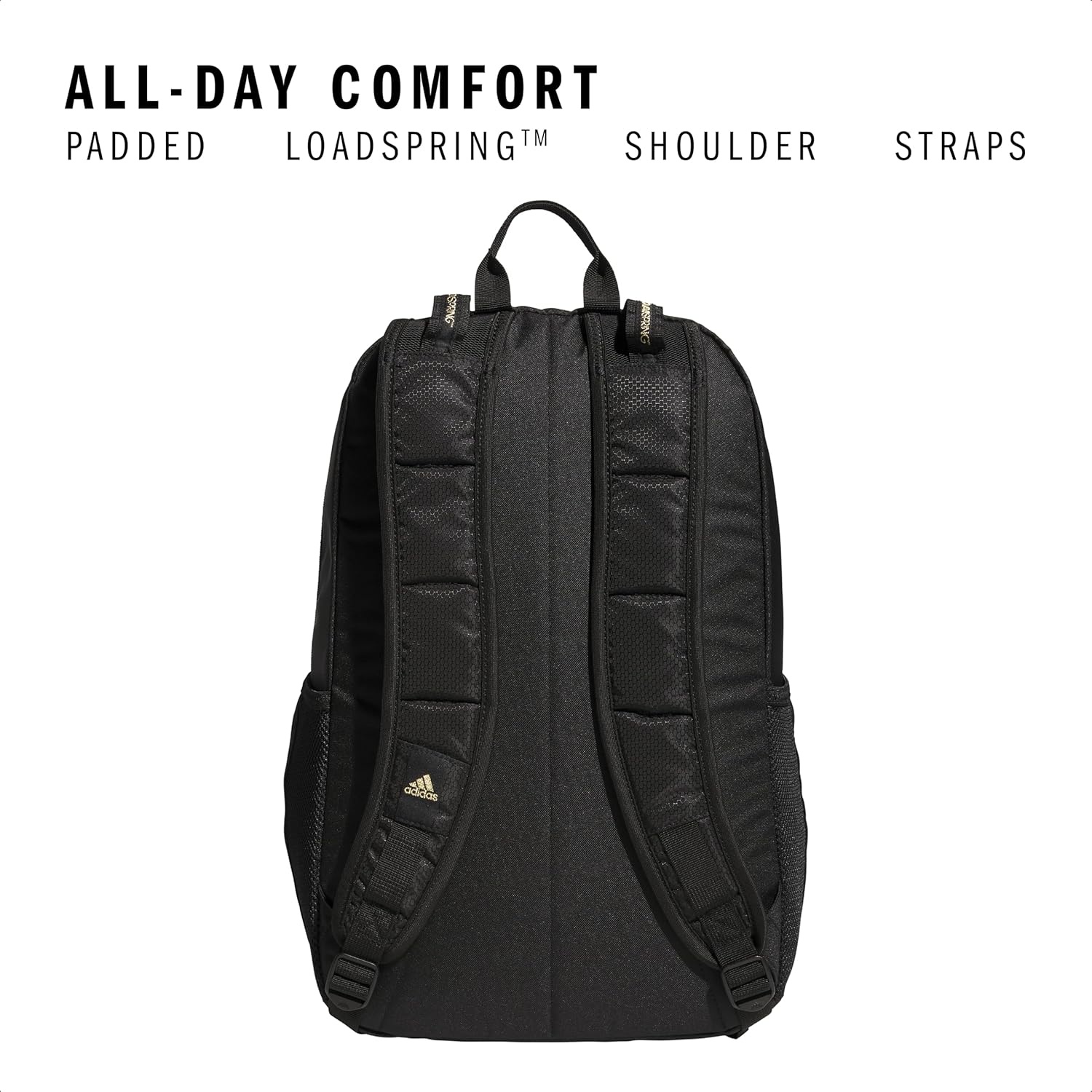 image:imageadidas Excel 7 School Backpack for Laptop Gym and Travel 34LBlackGold Metallic7