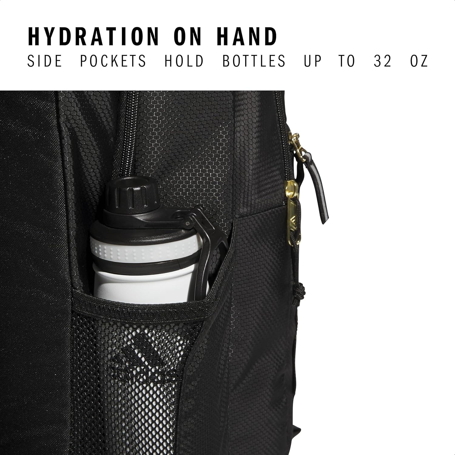 image:imageadidas Excel 7 School Backpack for Laptop Gym and Travel 34LBlackGold Metallic7