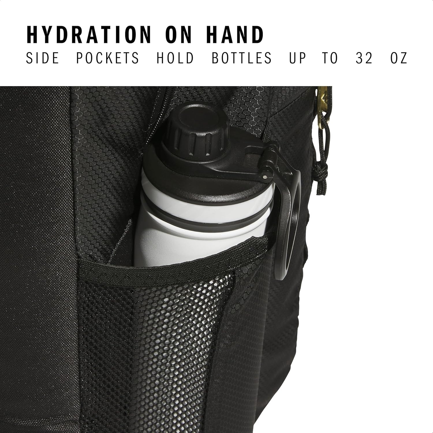 image:imageadidas Excel 7 School Backpack for Laptop Gym and Travel 34LBlackGold Metallic75