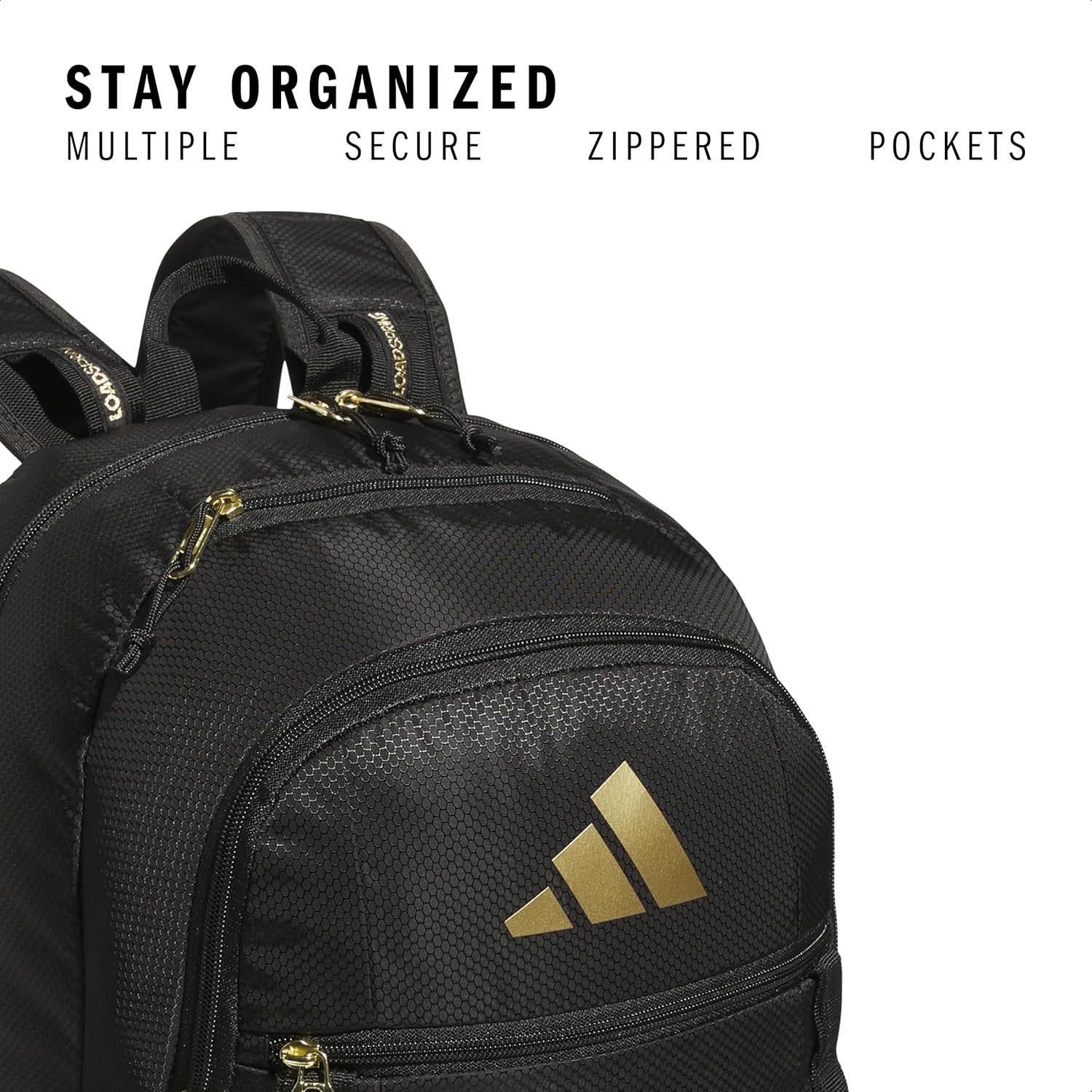 image:imageadidas Excel 7 School Backpack for Laptop Gym and Travel 34LBlackGold Metallic75