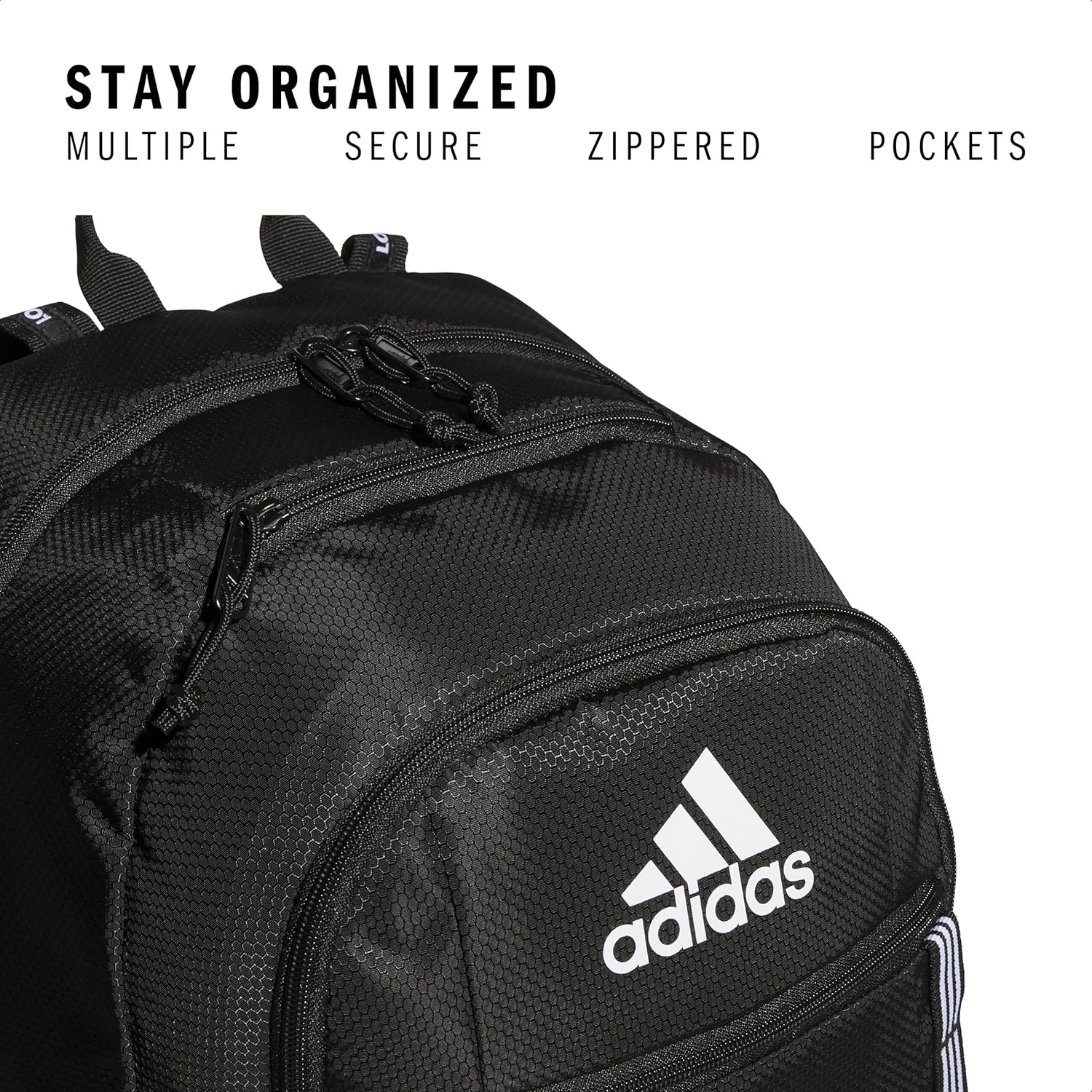 image:imageadidas Excel 7 School Backpack for Laptop Gym and Travel 34LBlackWhite 3 Stripe Webbing7