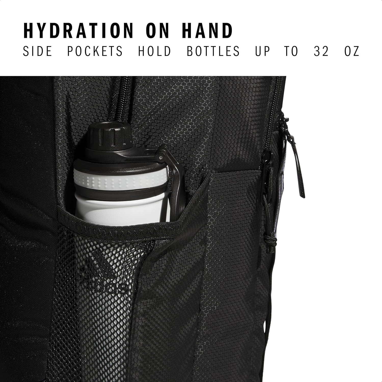 image:imageadidas Excel 7 School Backpack for Laptop Gym and Travel 34LBlackWhite 3 Stripe Webbing7