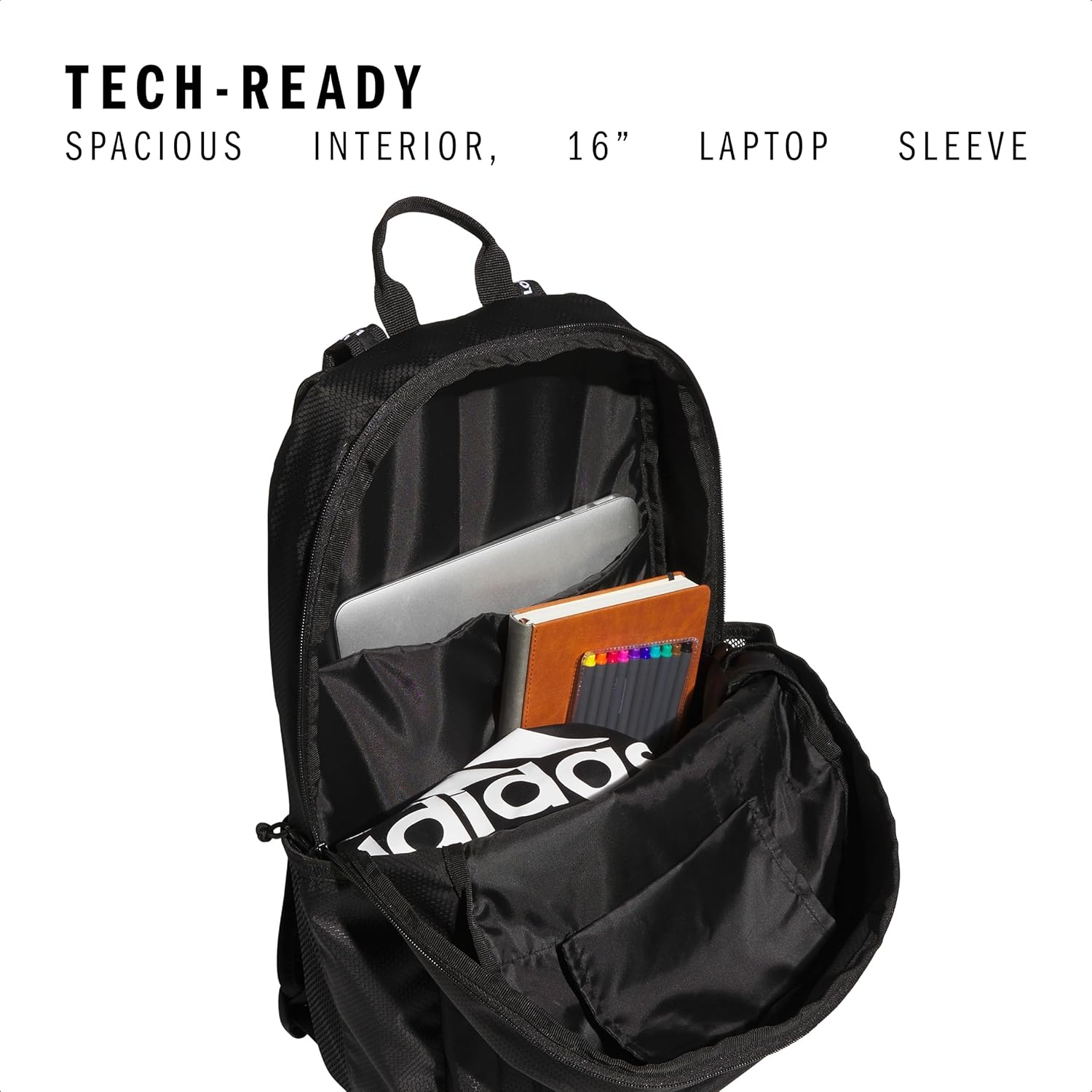 image:imageadidas Excel 7 School Backpack for Laptop Gym and Travel 34LBlackWhite7