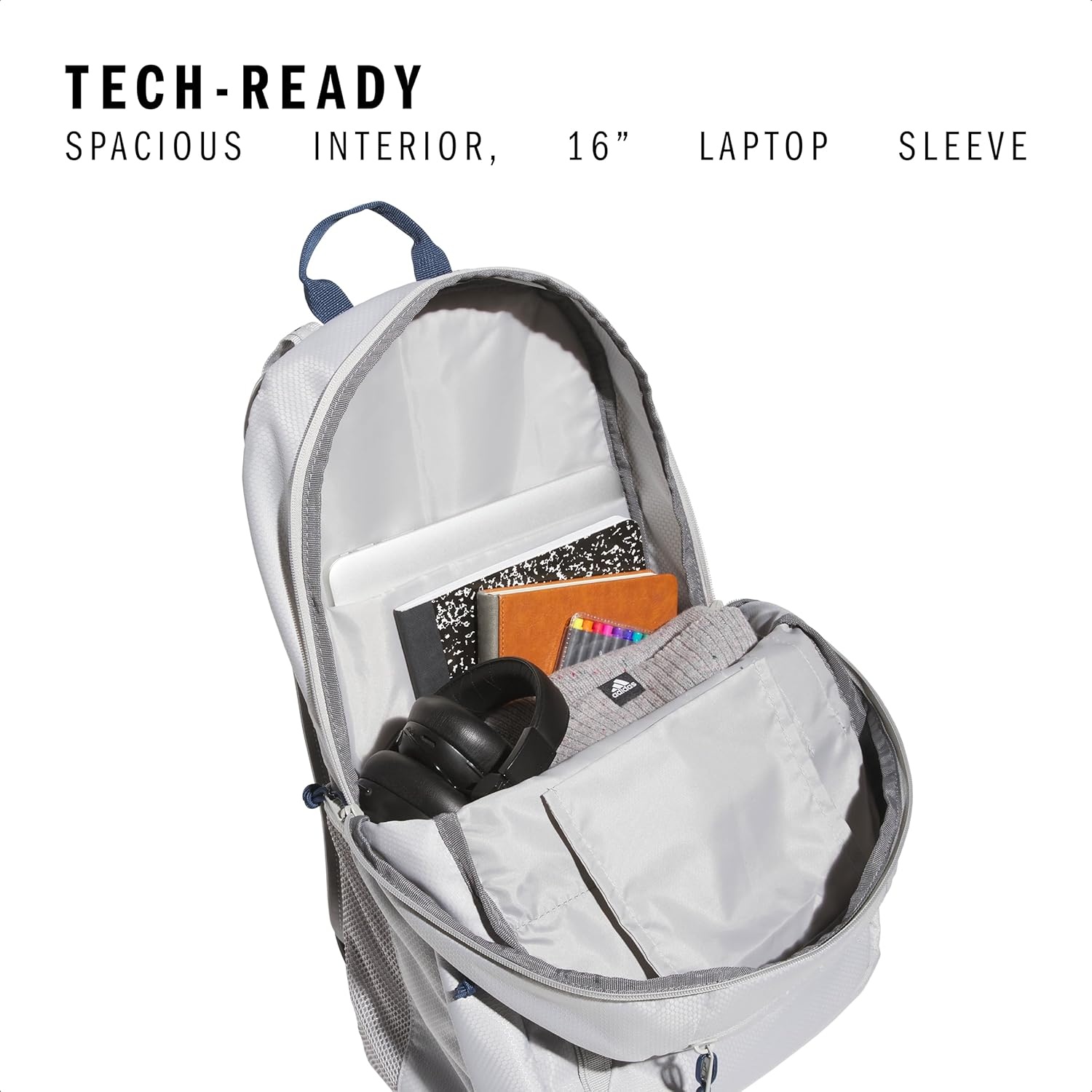 image:imageadidas Excel 7 School Backpack for Laptop Gym and Travel 34LGrey TwoMineral Blue75