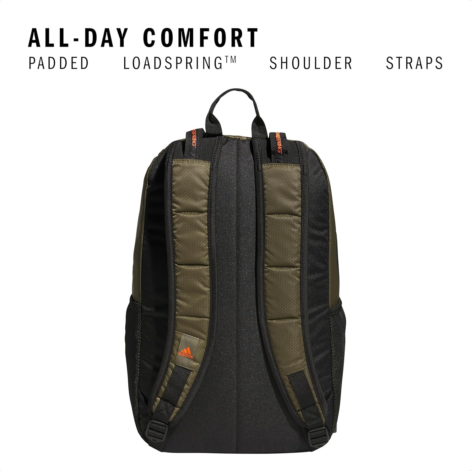 image:imageadidas Excel 7 School Backpack for Laptop Gym and Travel 34LOlive Strata GreenBlackImpact Orange7