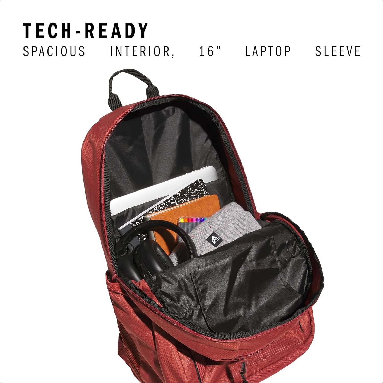 image:imageadidas Excel 7 School Backpack for Laptop Gym and Travel 34LPreloved Ruby RedBlack75
