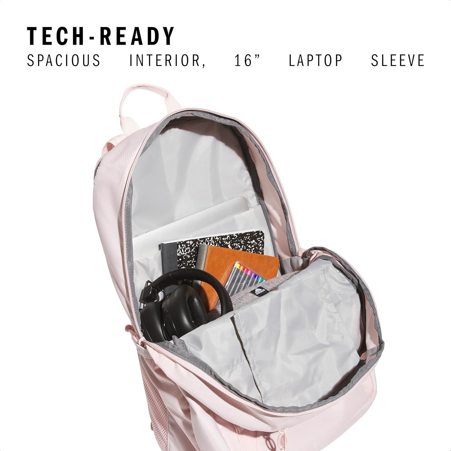 image:imageadidas Excel 7 School Backpack for Laptop Gym and Travel 34LSandy PinkWhite75