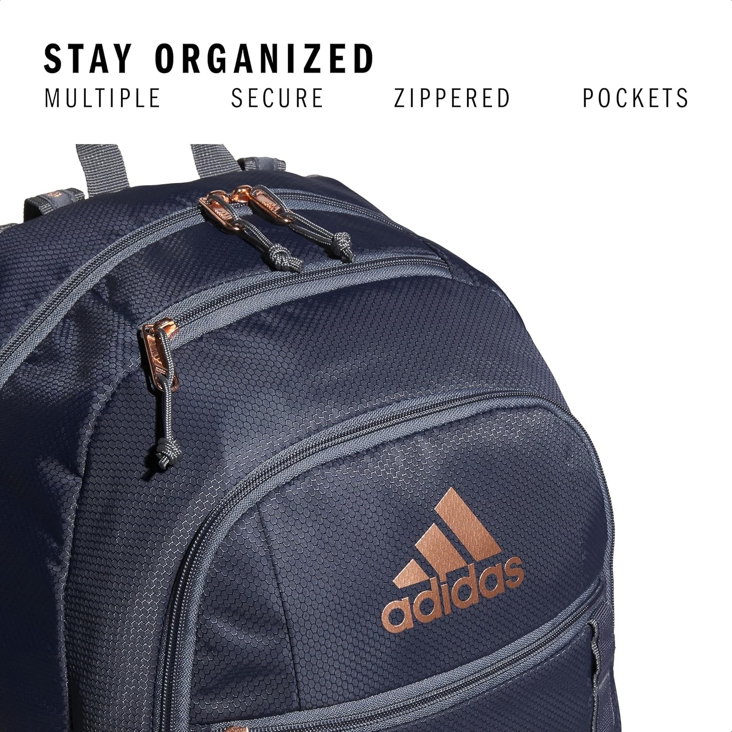image:imageadidas Excel 7 School Backpack for Laptop Gym and Travel 34LShadow NavyOnix GreyRose Gold7