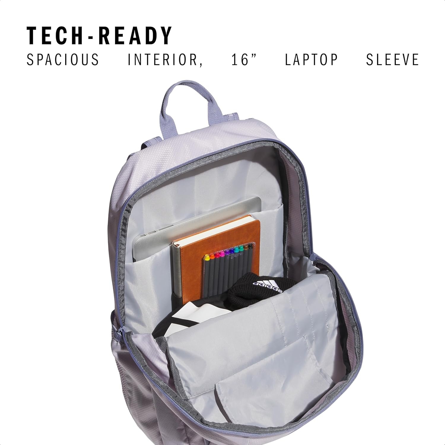 image:imageadidas Excel 7 School Backpack for Laptop Gym and Travel 34LSilver Dawn GreyGreySilver Violet Purple7