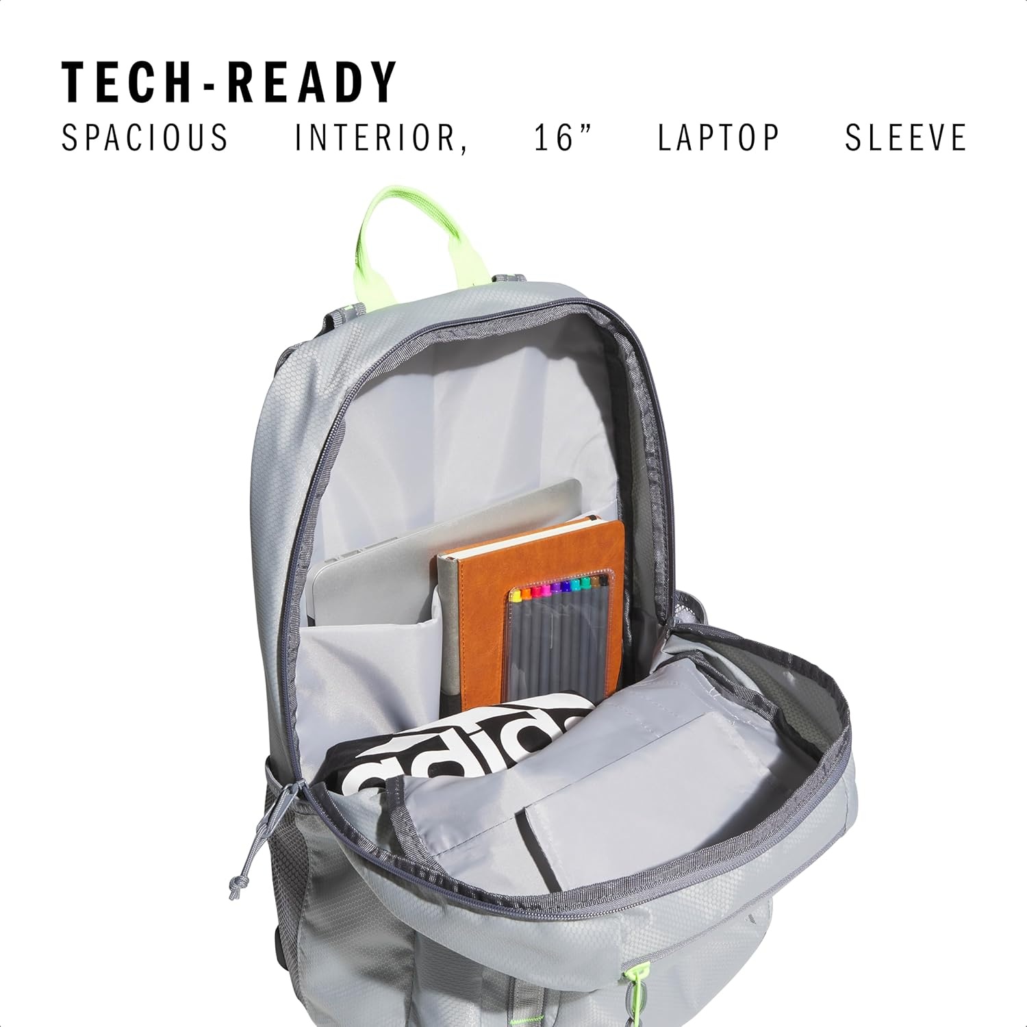 image:imageadidas Excel 7 School Backpack for Laptop Gym and Travel 34LStone GreyTeam Royal BlueLucid Lemon Yellow7