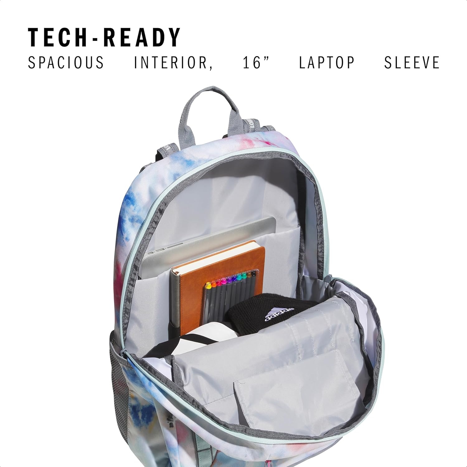 image:imageadidas Excel 7 School Backpack for Laptop Gym and Travel 34LTie Dye Wash Halo Mint GreenGreyPulse Magenta Pink7