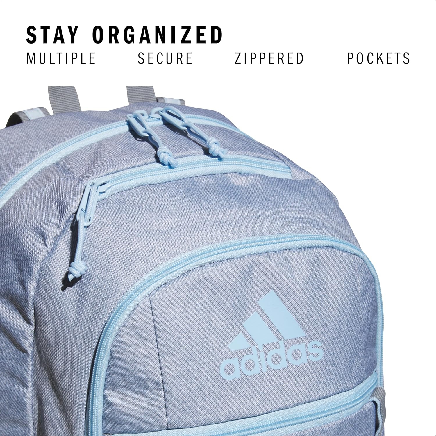 image:imageadidas Excel 7 School Backpack for Laptop Gym and Travel 34LTwill GreyClear Sky BlueGrey7