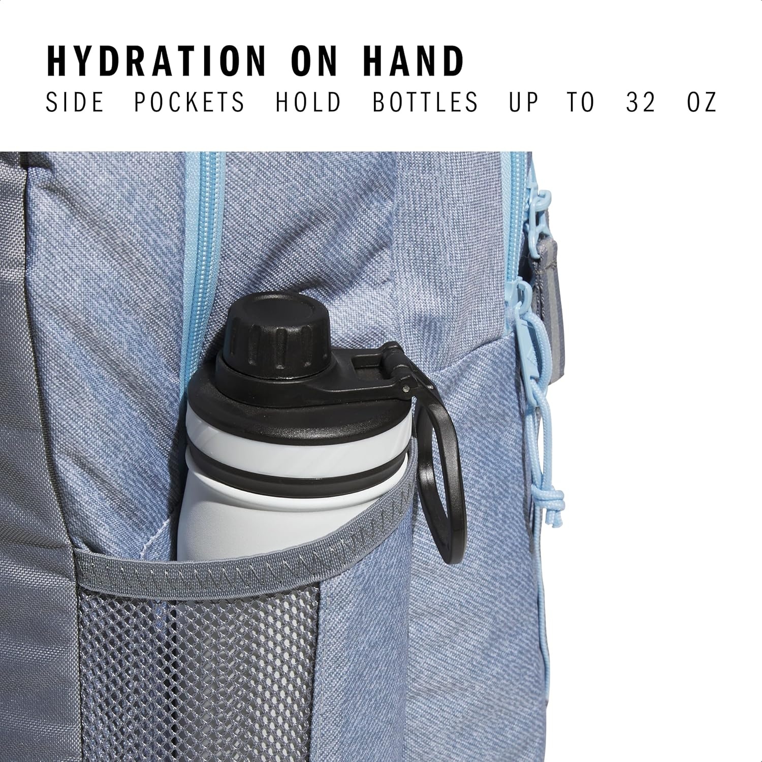 image:imageadidas Excel 7 School Backpack for Laptop Gym and Travel 34LTwill GreyClear Sky BlueGrey7