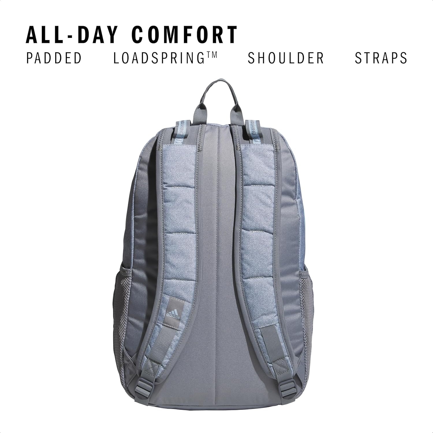 image:imageadidas Excel 7 School Backpack for Laptop Gym and Travel 34LTwill GreyClear Sky BlueGrey7