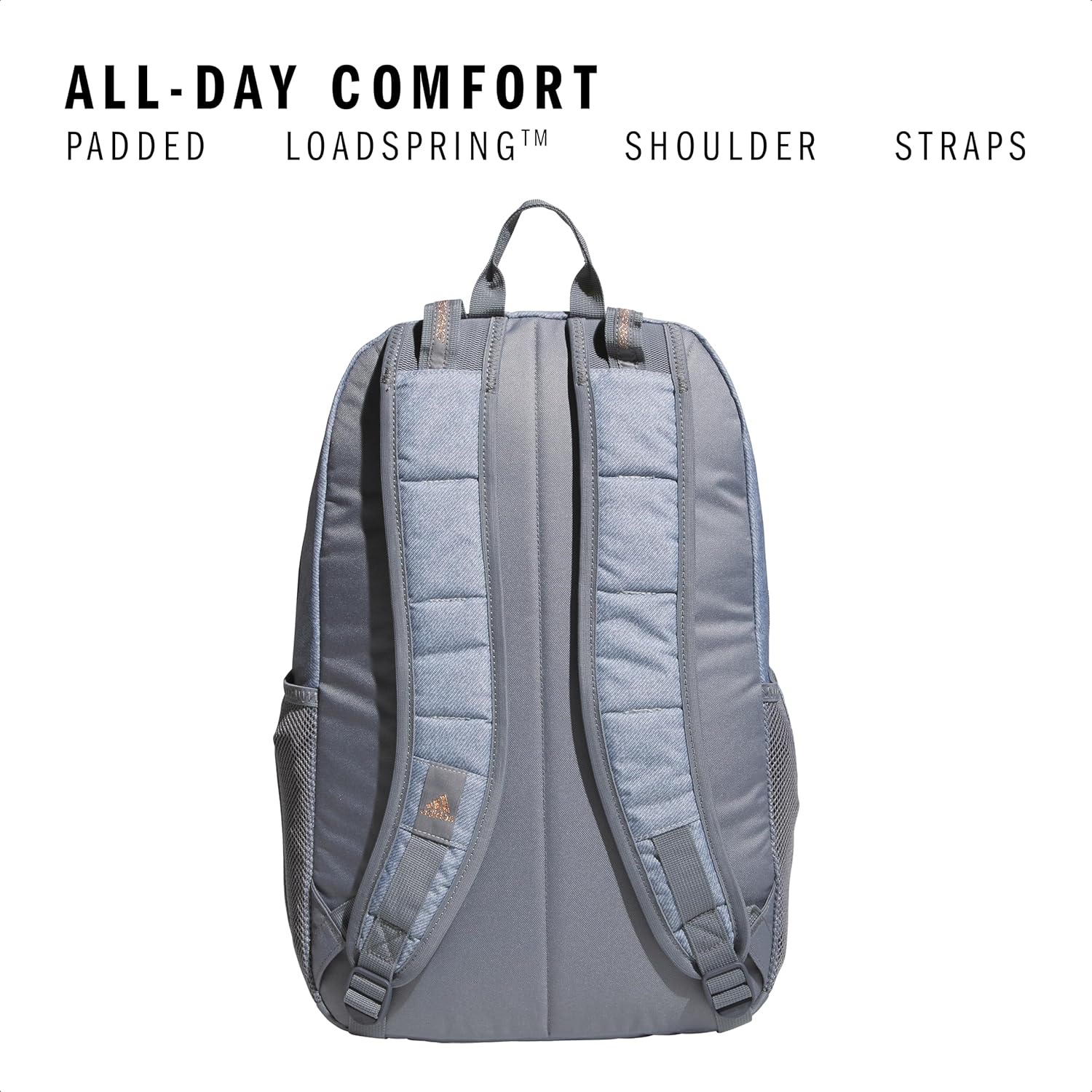 image:imageadidas Excel 7 School Backpack for Laptop Gym and Travel 34LTwill GreyGreyRose Gold7