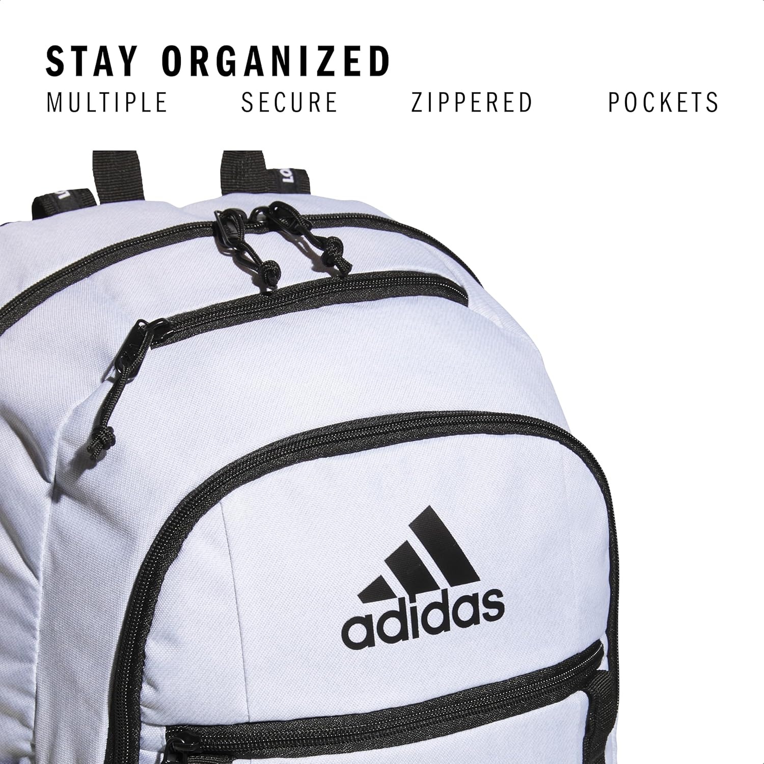 image:imageadidas Excel 7 School Backpack for Laptop Gym and Travel 34LTwill WhiteBlack7