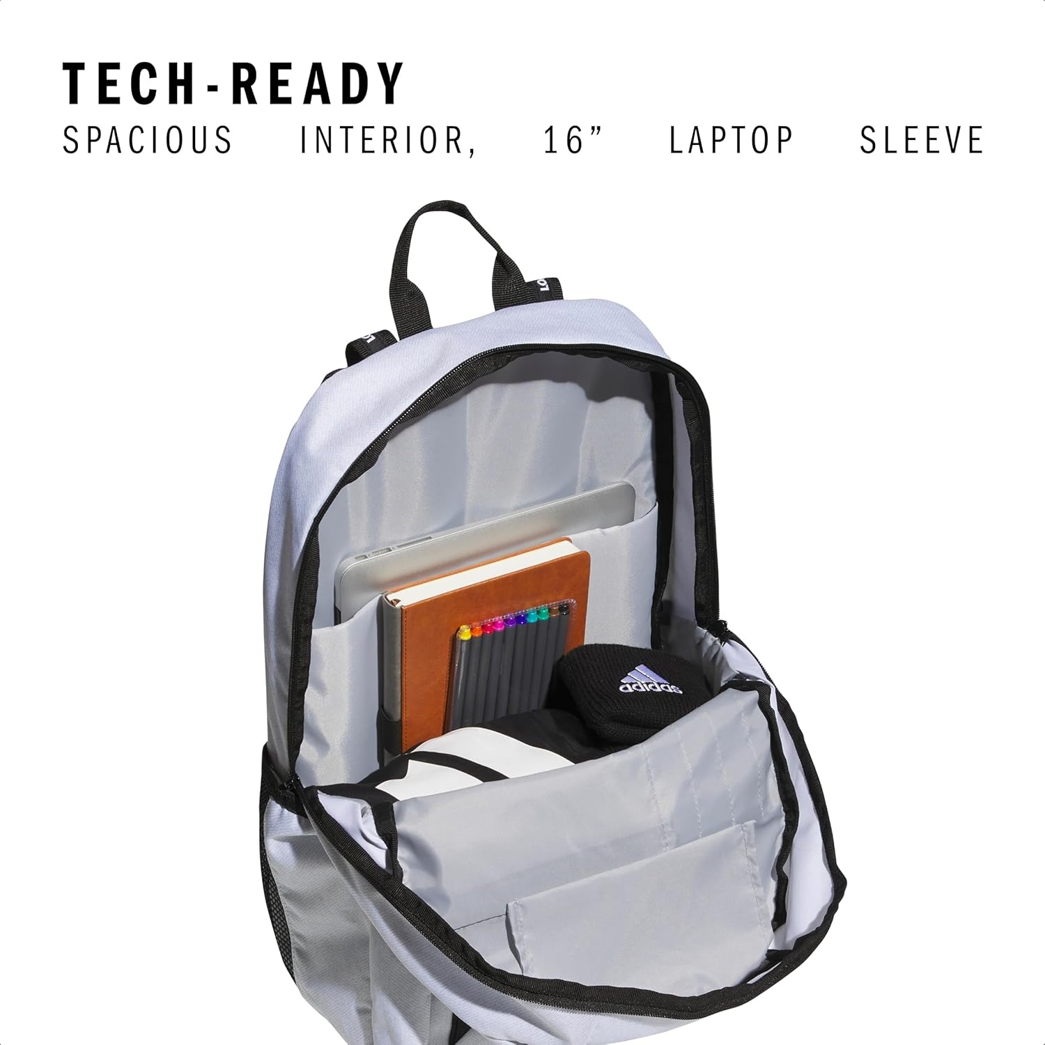 image:imageadidas Excel 7 School Backpack for Laptop Gym and Travel 34LTwill WhiteBlack7