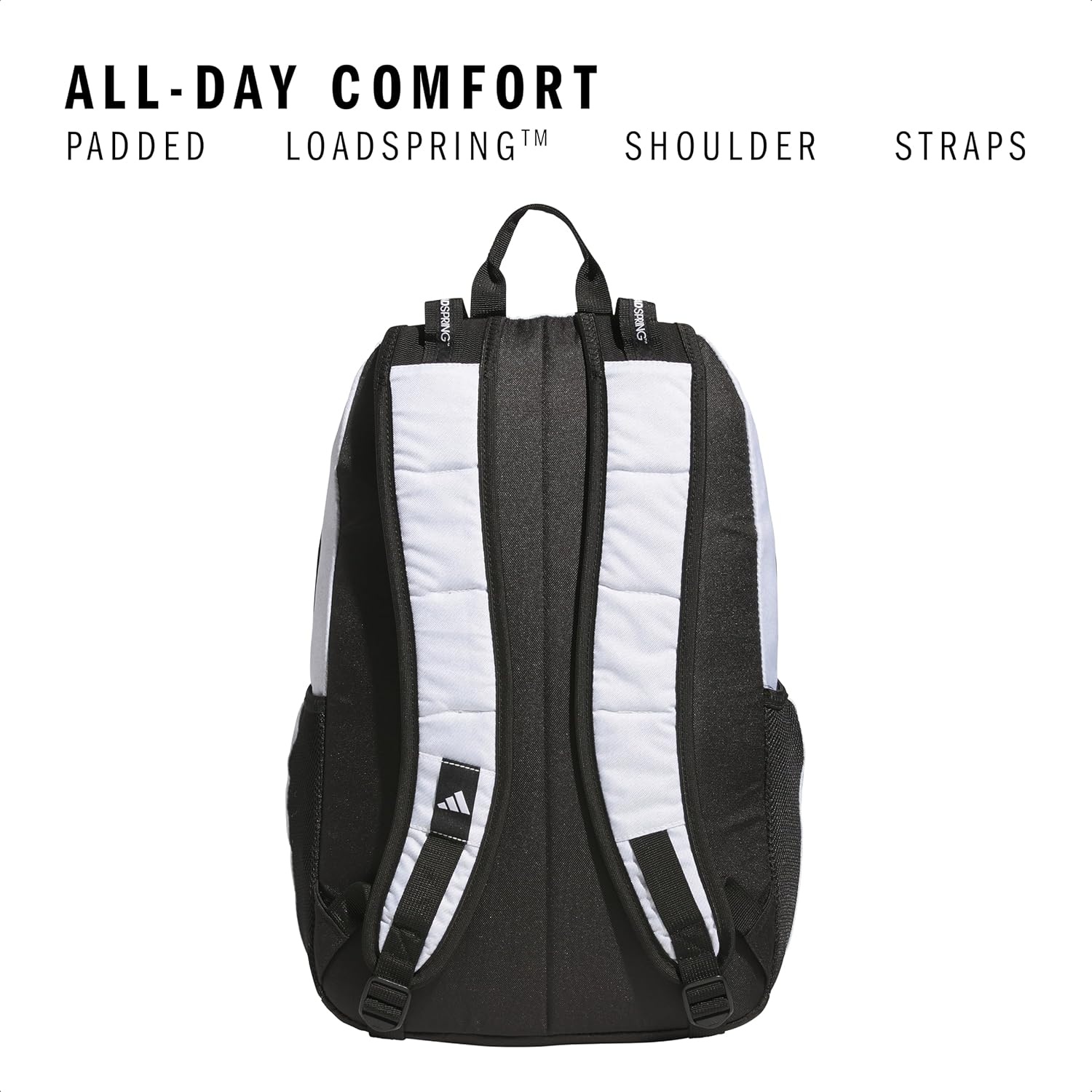 image:imageadidas Excel 7 School Backpack for Laptop Gym and Travel 34LTwill WhiteBlack75