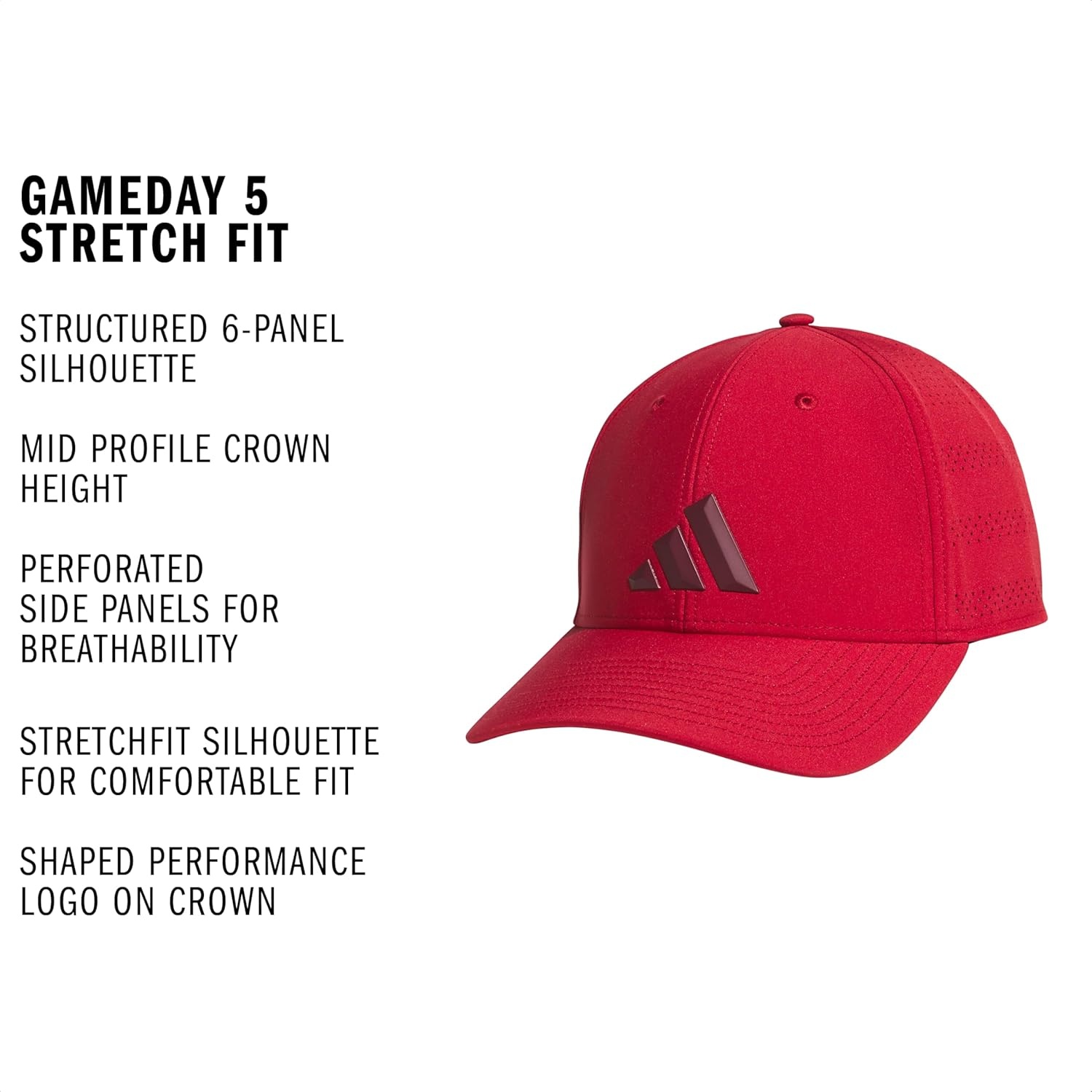image:imageadidas Gameday Structured Stretch Fit Hat 40Active MaroonCollegiate Burgundy5