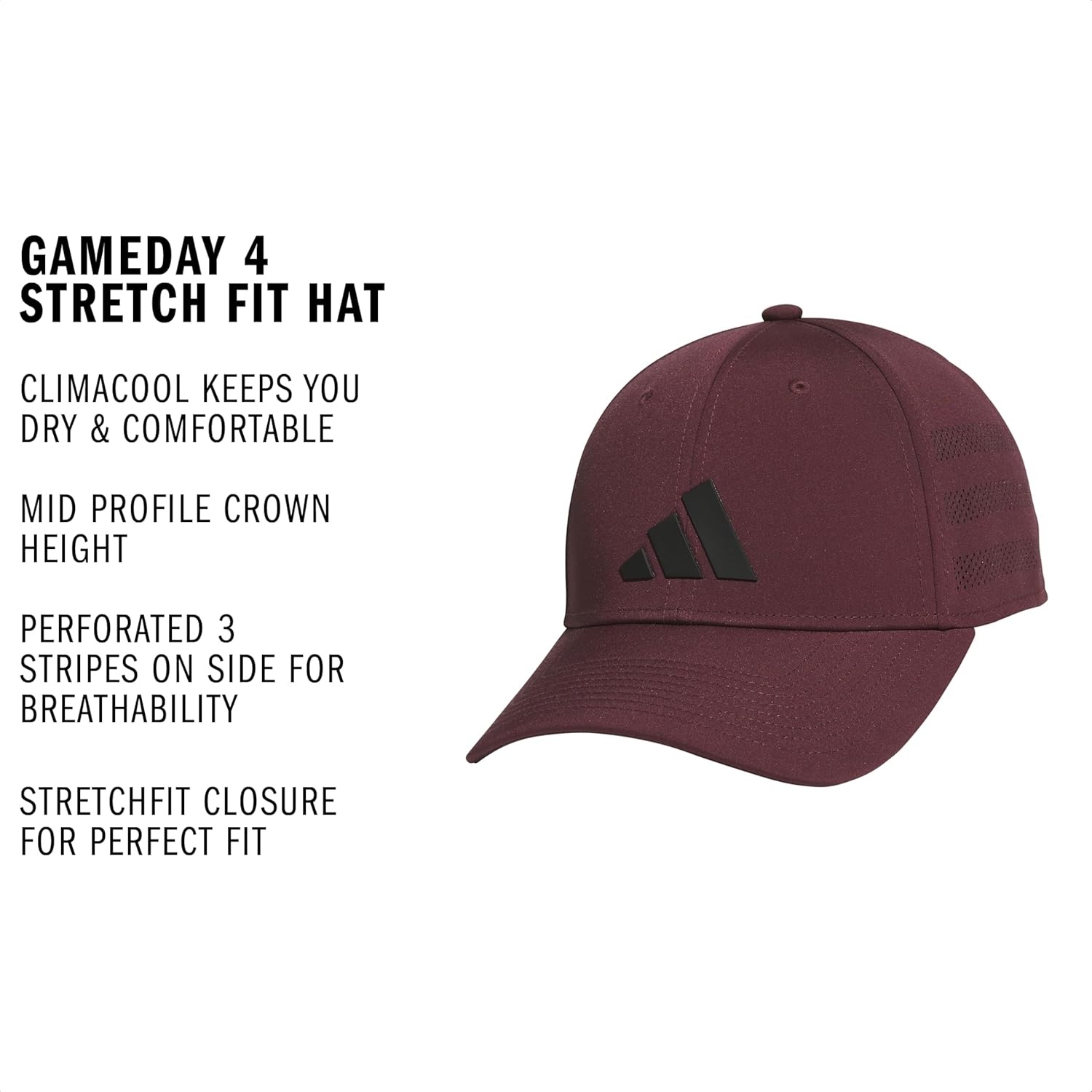 image:imageadidas Gameday Structured Stretch Fit Hat 40Aurora Ruby RedBlack4