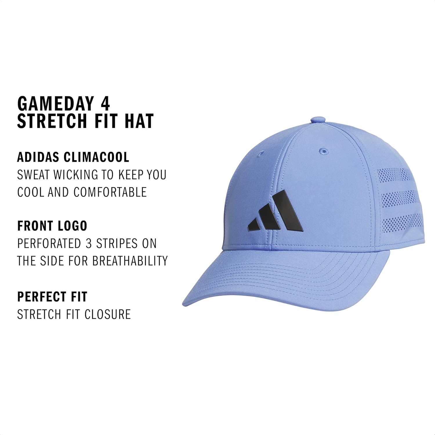 image:imageadidas Gameday Structured Stretch Fit Hat 40Blue FusionBlack4