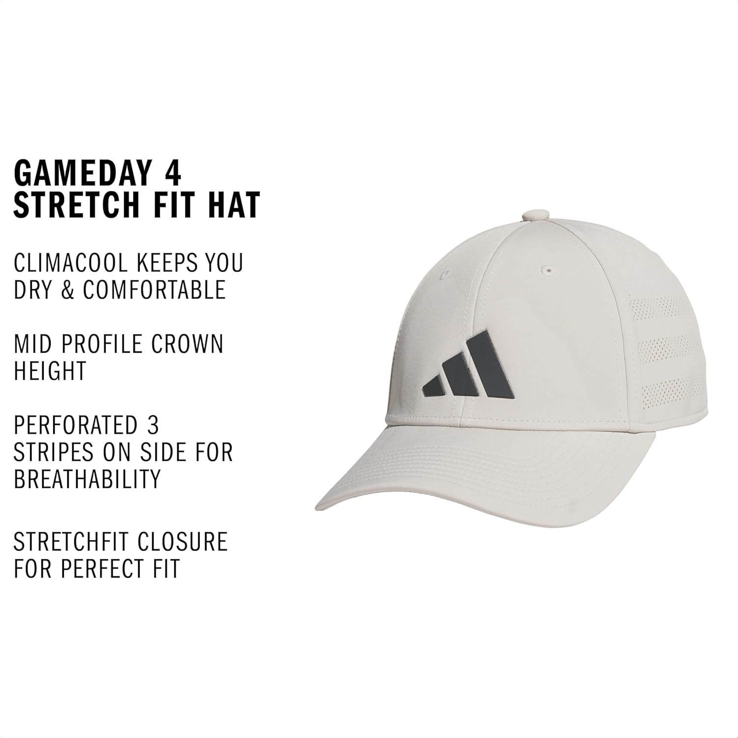 image:imageadidas Gameday Structured Stretch Fit Hat 40Wonder Alumina GreyGrey Six4