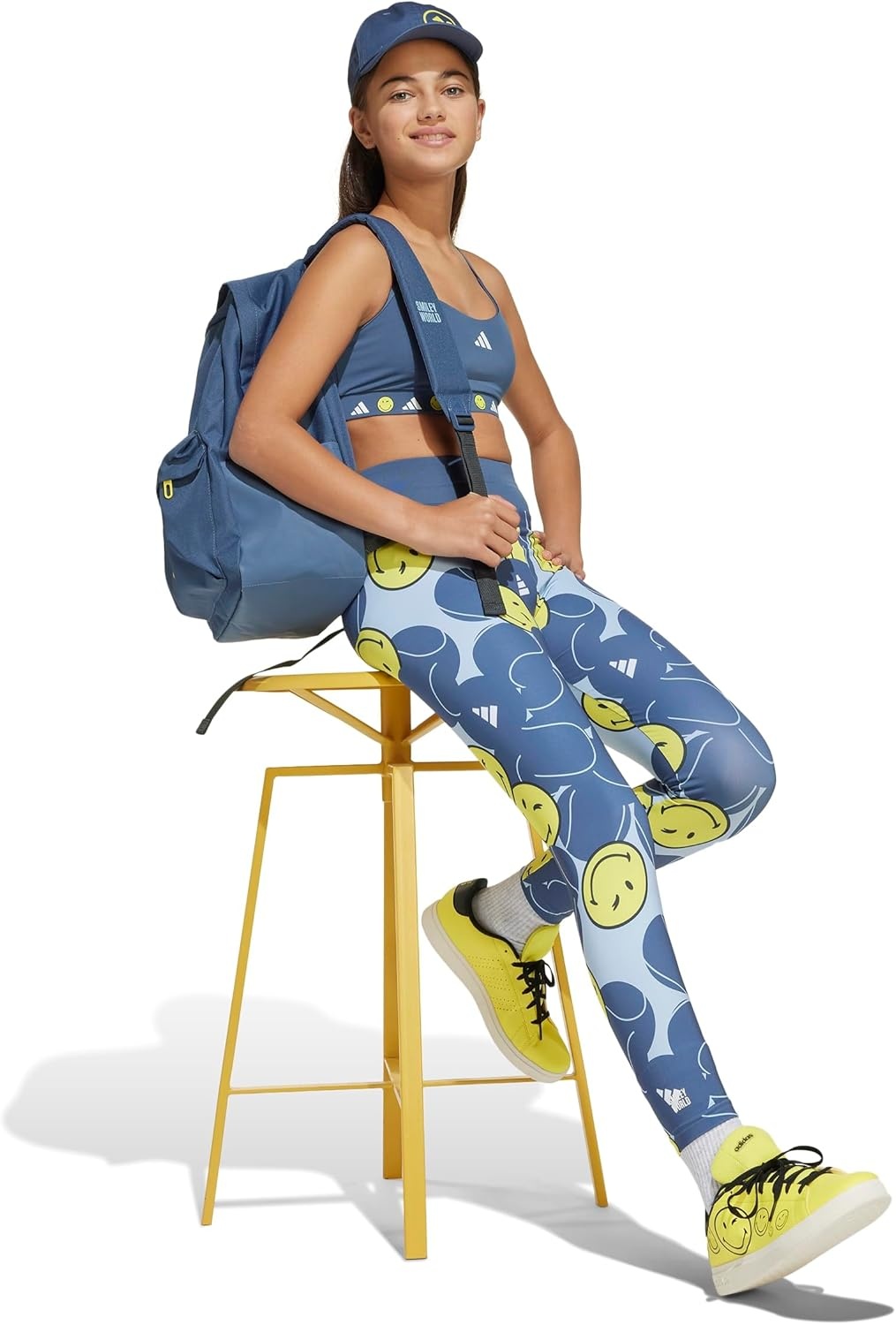 image:imageadidas Girls Smiley World Training BraPreloved InkWhiteBright Yellow
