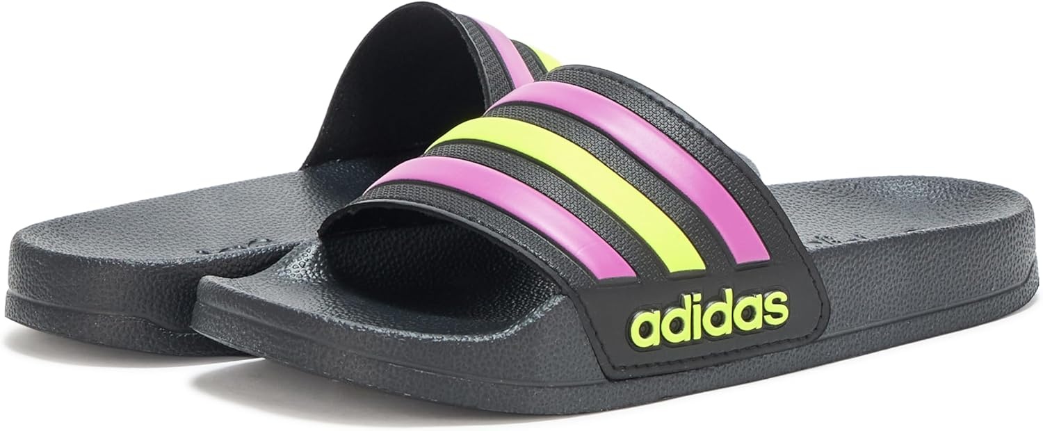 image:imageadidas Kids Adilette Shower SlideBlackFlash PinkSolar Yellow