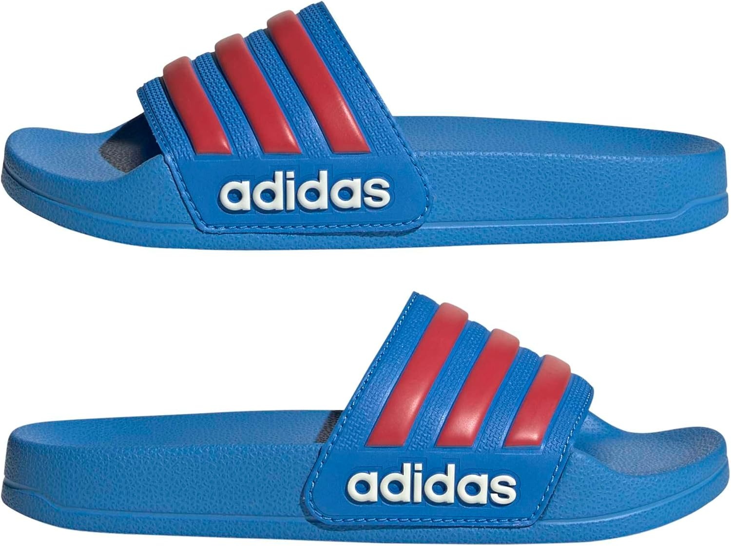 image:imageadidas Kids Adilette Shower SlideLucid Ray BlueSemi Lucid RedOff White
