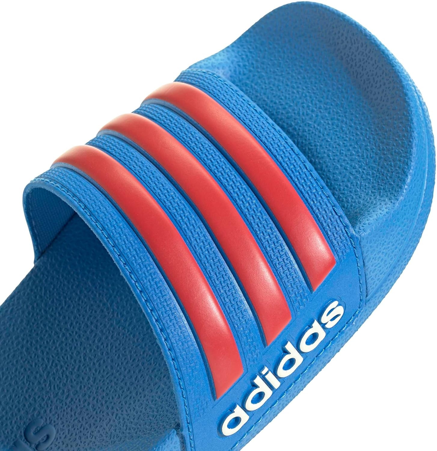 image:imageadidas Kids Adilette Shower SlideLucid Ray BlueSemi Lucid RedOff White