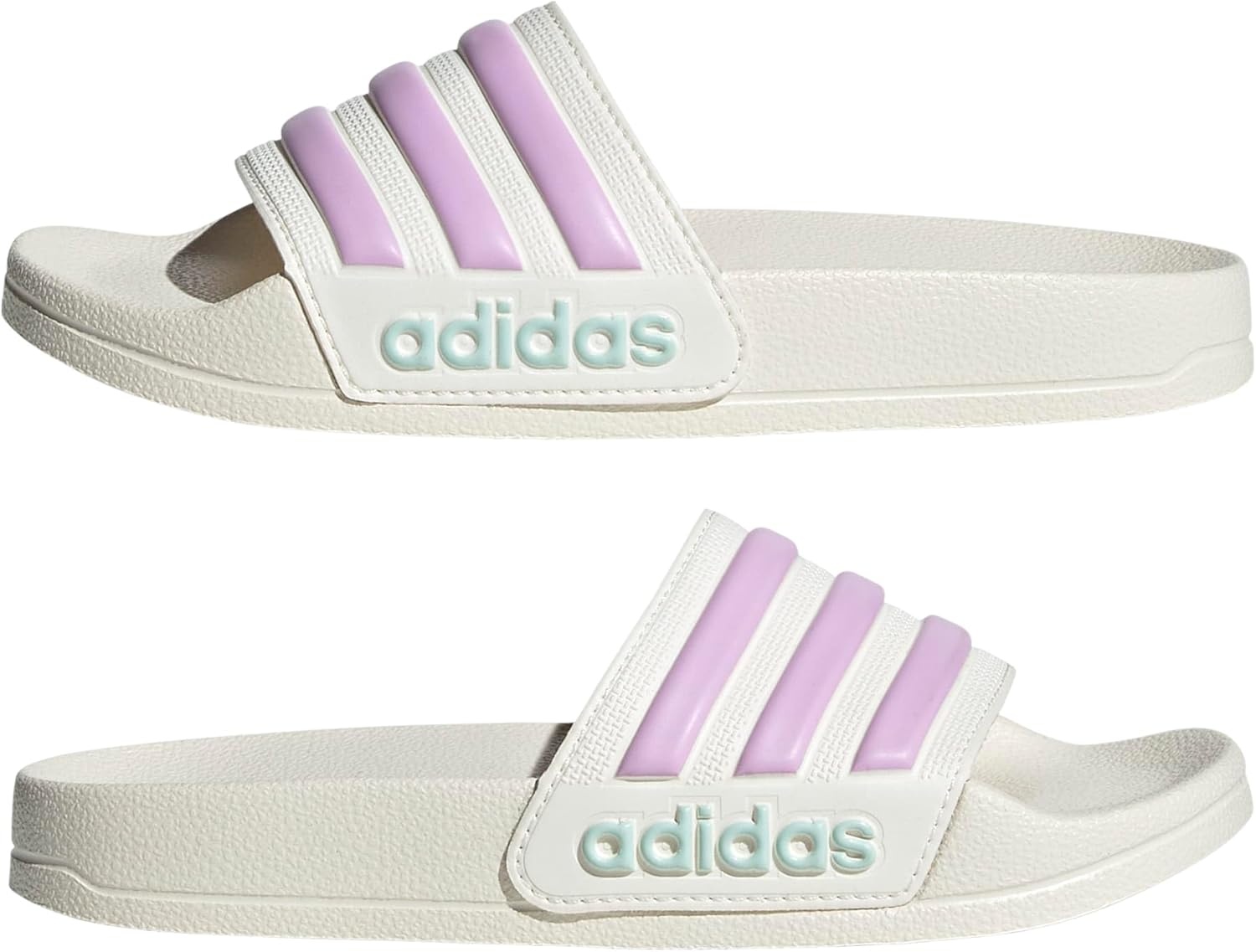 image:imageadidas Kids Adilette Shower SlideOff WhiteBliss LilacHalo Mint